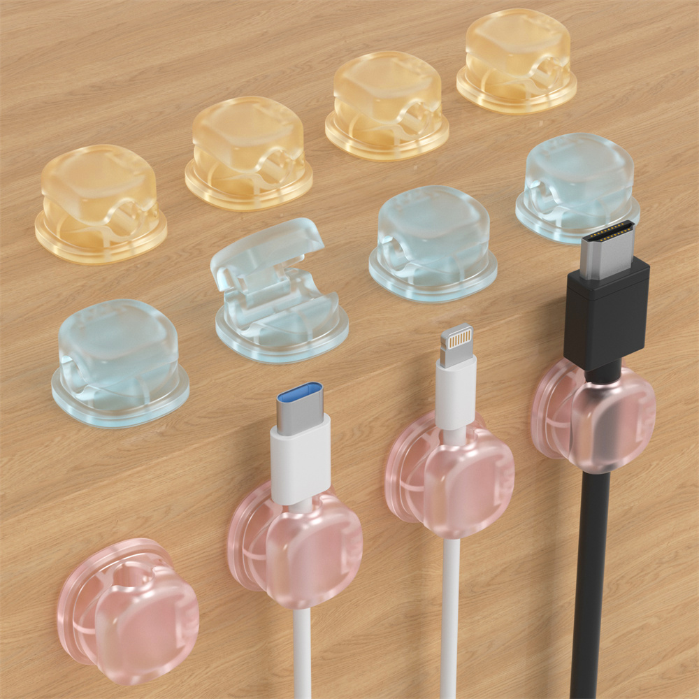 Desk Cable Clip - 3 Transparente Farbige Magnetische Kabelhalterungen, Datenkabelhalter,