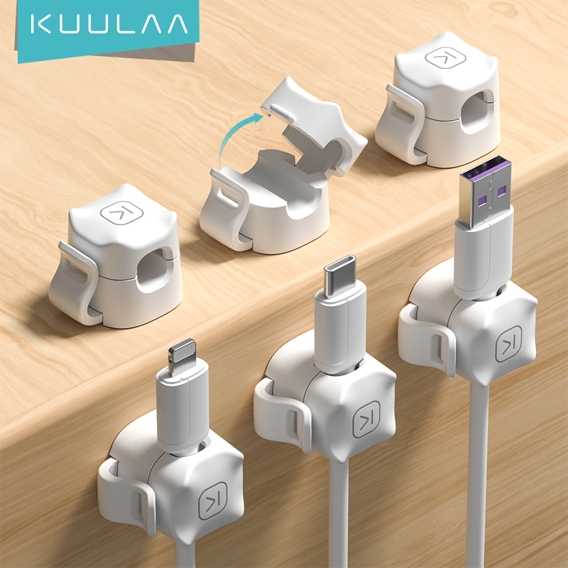 Desk Cable Clip - KUULAA 3/6 Stück Kabelklemmen, Kabelhalter, selbstklebender