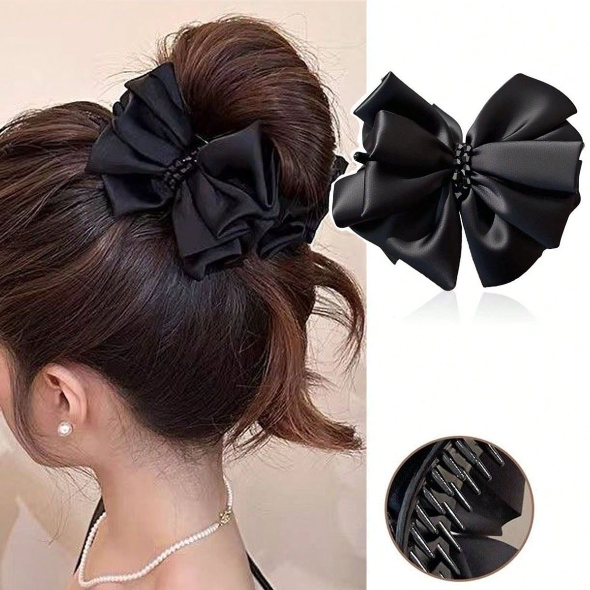 Hi Tech Accessories - Koreanischer Stil Hochwertige Haarspange mit Schleife,