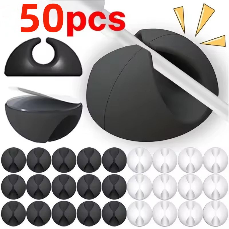 Desk Cable Clip - 5/50Pcs Kabel Clip Wickler Organizer Runde