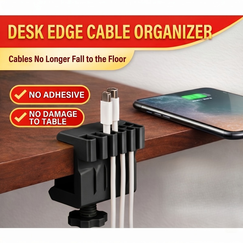 Desk Cable Clip - 3 Desktop-Kabelmanager-Clips, USB-Ladegerät-Halterungen mit praktischen Kabelclips,