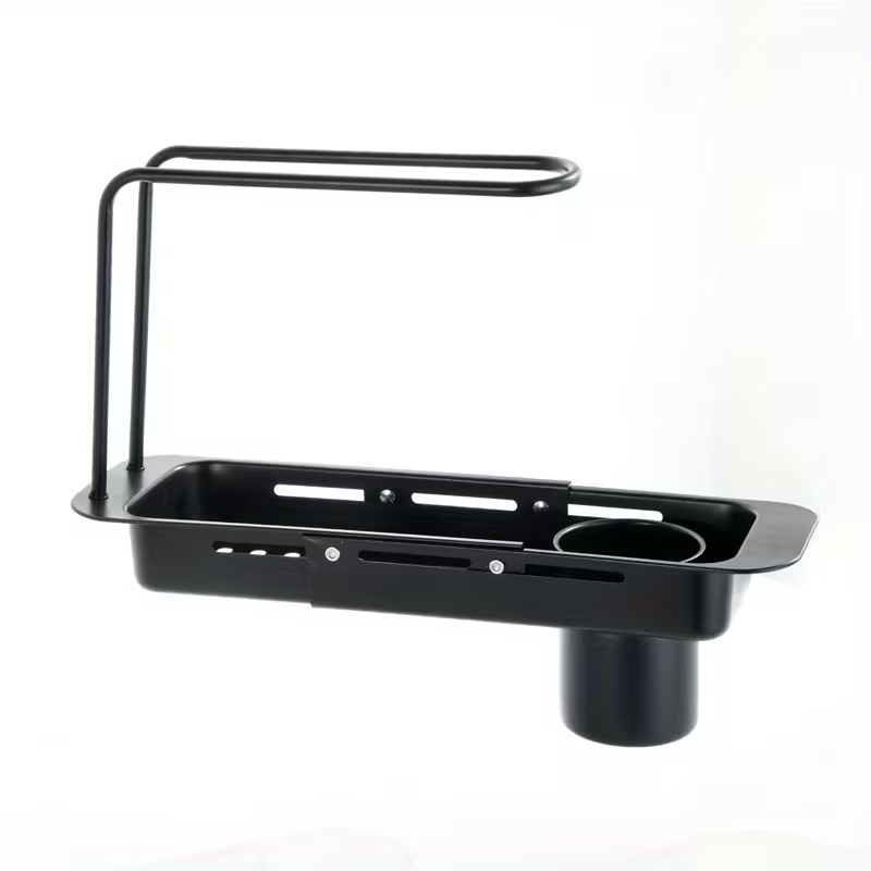 Tech Accessories Organizer - Schlankes Design, Erweiterbarer Edelstahl-Spülbeckenorganizer - Geschirrablage