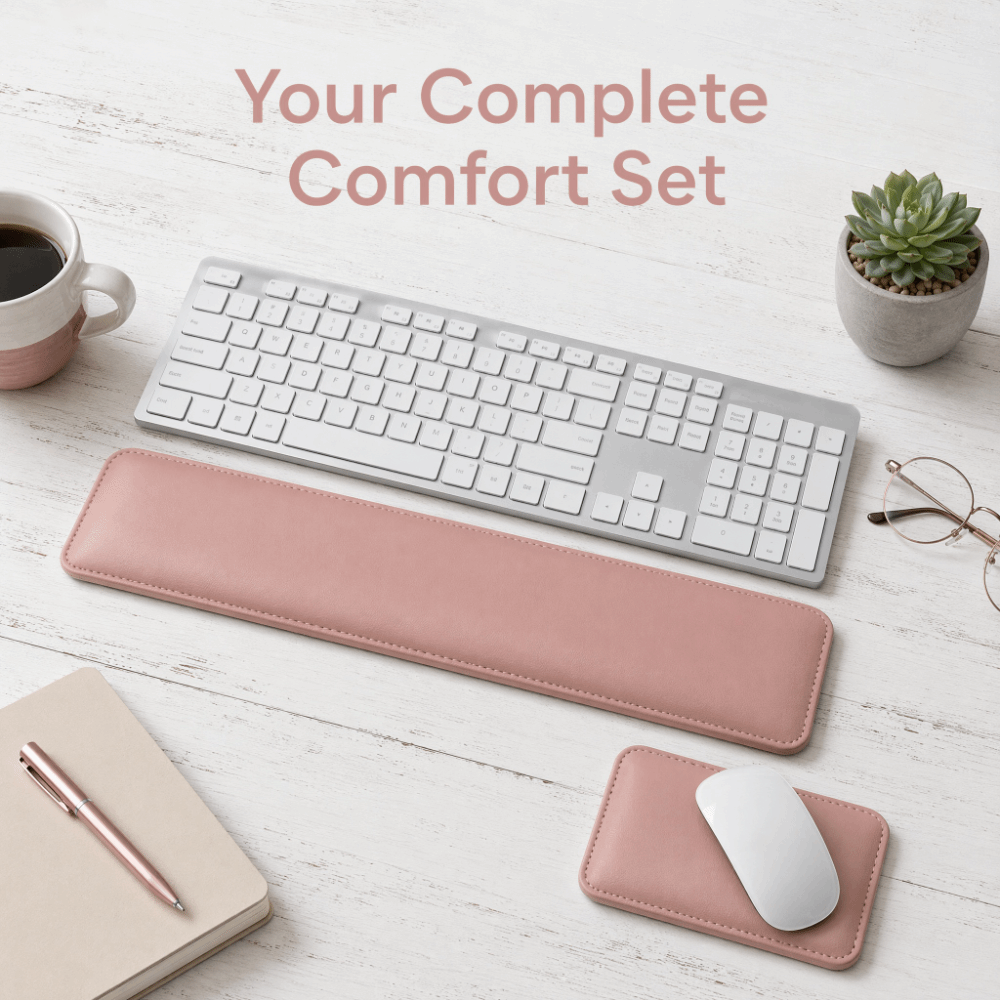 Keyboard Wrist Pad Leather - Tragbares Leder-Mauspad Großes Doppelseitiges Tastatur-Handgelenkpad Rutschfestes