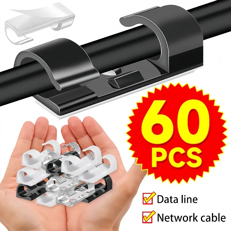 Desk Cable Clip - Kabelhalter Wand-Kabelclips Selbstklebender Kabelorganisator Ohne Bohren
