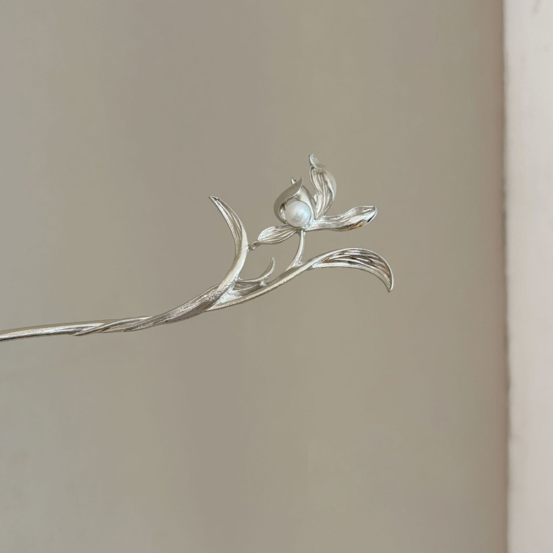 Hi Tech Accessories - Neue chinesische Stil Silber Orchidee Haarnadel