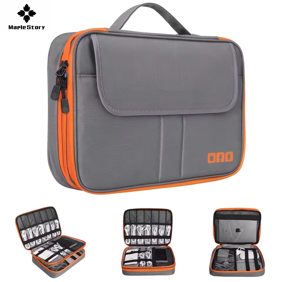 Tech Accessories Organizer - Reise-Doppelschicht-Digital-Aufbewahrungstasche Ladegerät USB-Datenkabel-Organizer Wasserdichte Elektronik-Zubehör-Kabel-Aufbewahrungstasche