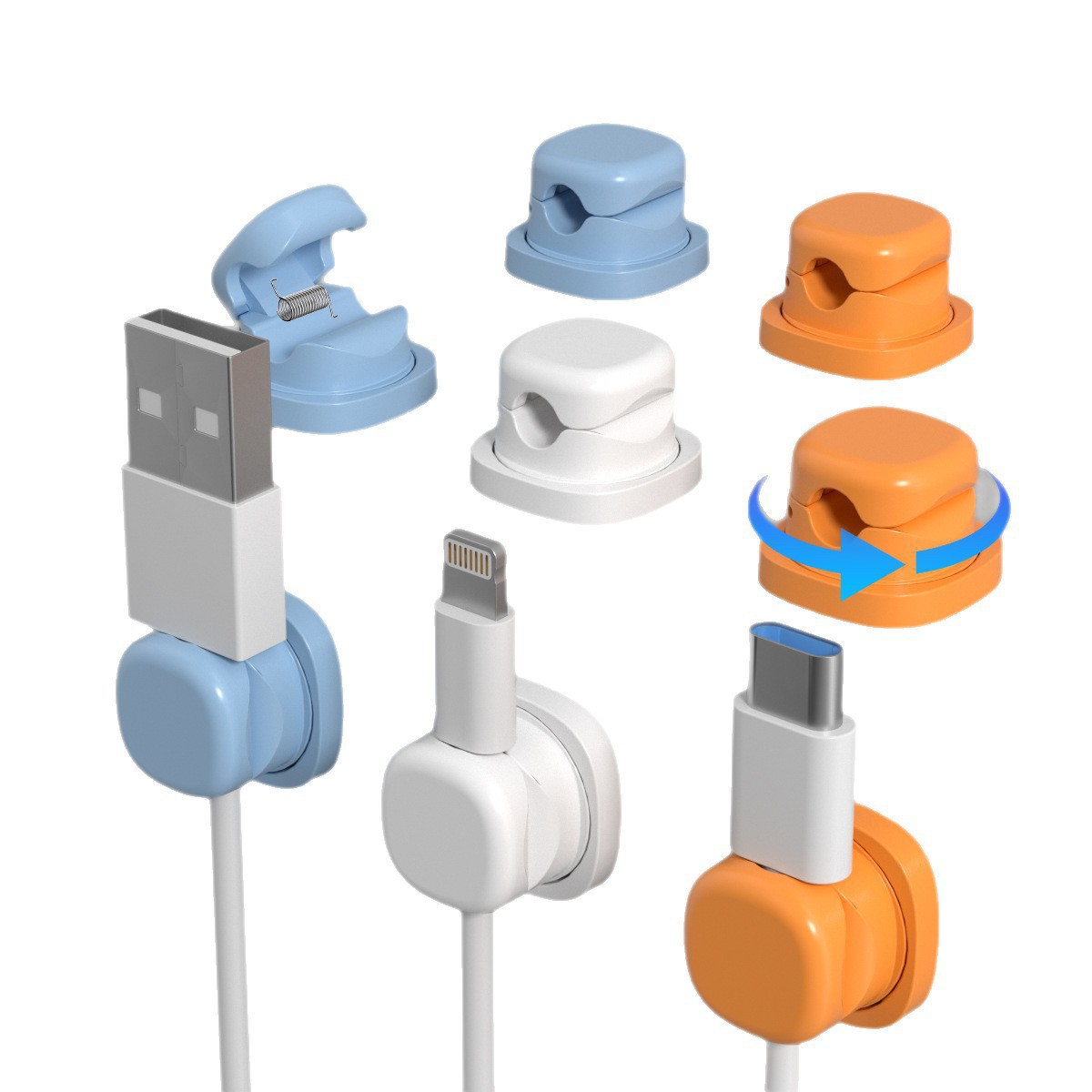 6-teiliger Mehrfarbiger Drehba – Desk Cable Clip Bewertung und Preis